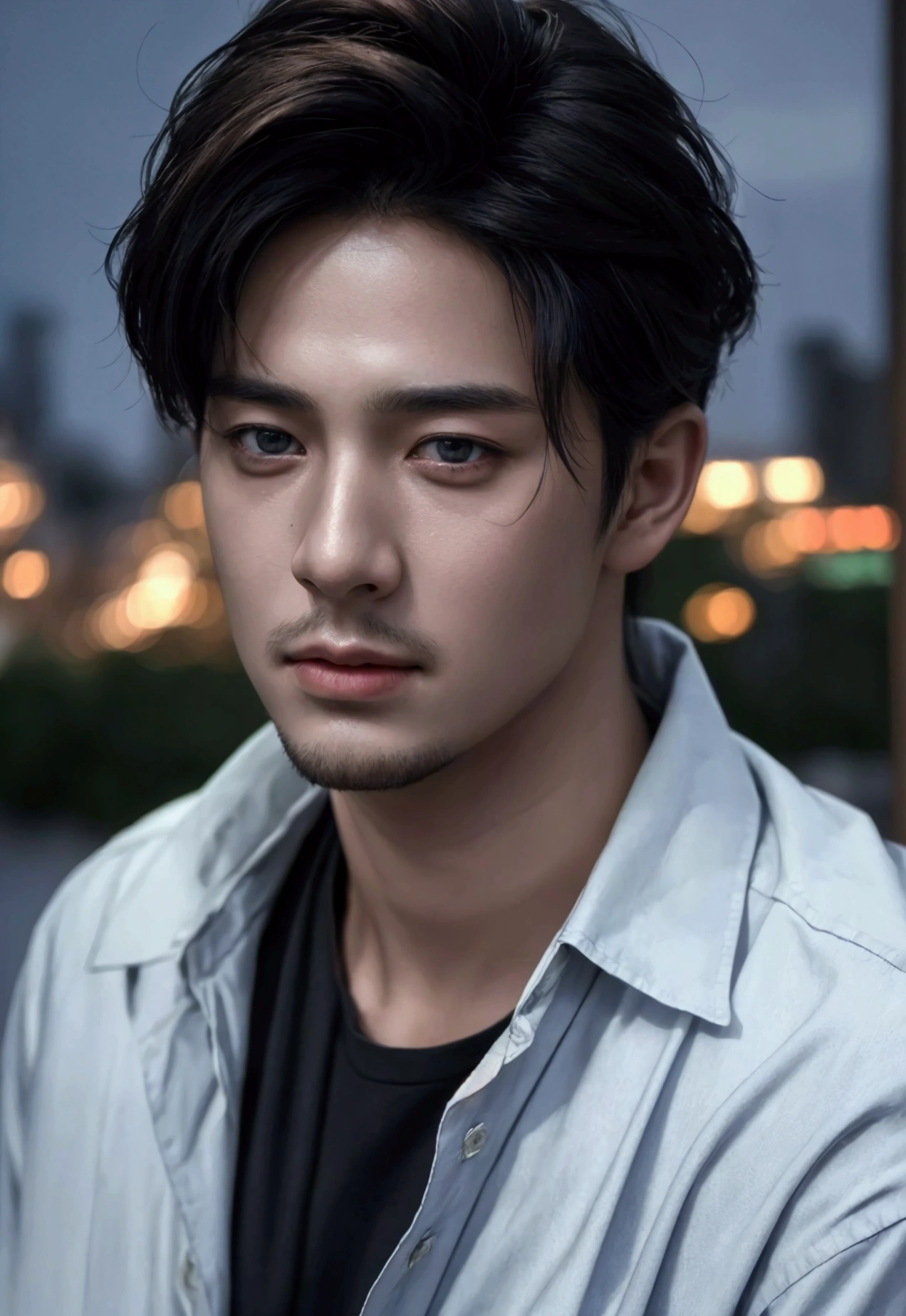 (best quality,4k,8k,highres,masterpiece:1.2),ultra-detailed,(realistic,photorealistic,photo-realistic:1.37),portrait,portrait photography,beautiful city park,handsome 27 year old man,homeless man,dirty torn blouse,staring at camera,cinematic lighting,dramatic lighting,moody lighting,melancholy,somber,pensive expression,배경은 전쟁터