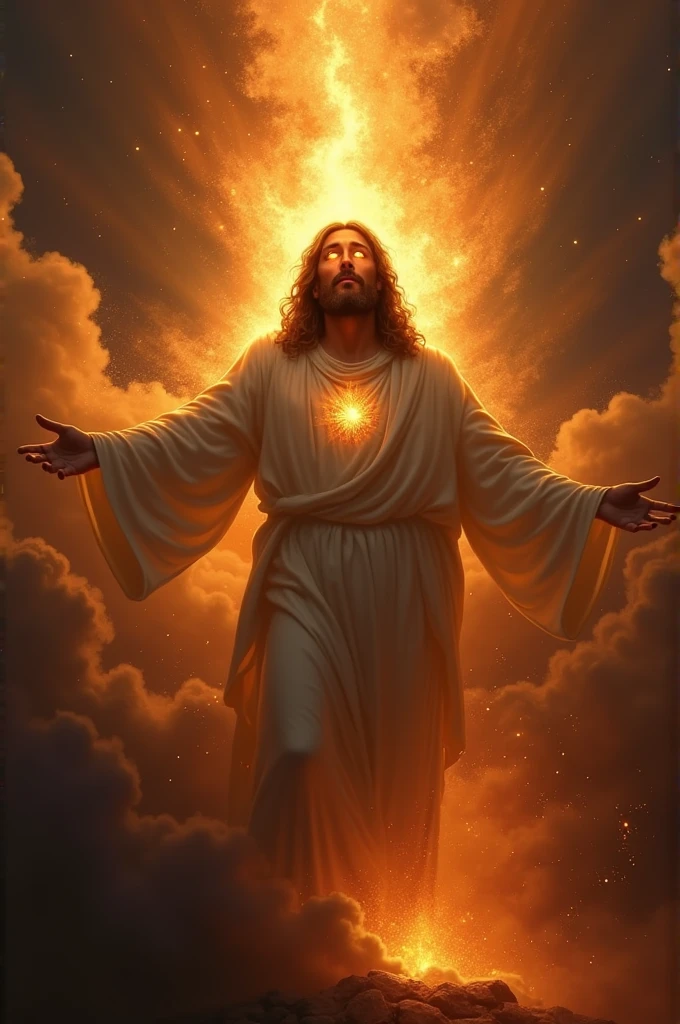 Christ appeared glorified with eyes like flames of fire