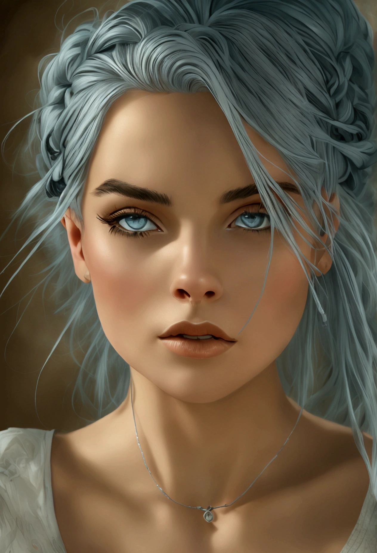 1 girl 23 old years dreadlocks, silver hair, amber eyes, excited, UHD, masterpiece, anatomically correct, super detail, high quality, high details, best quality, highres, HD, 16k, , in the style of Quentin Tarantino, Pastel, Modern,  --c 51