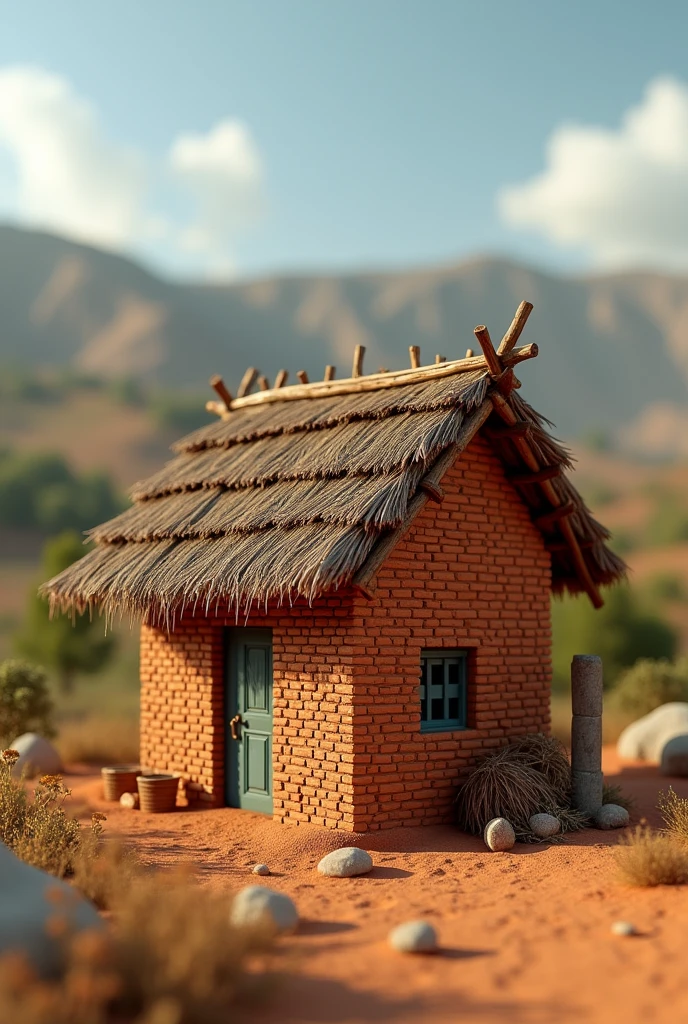 An old ethiopian cottage house for purposes of a 3d print necklace jewelry