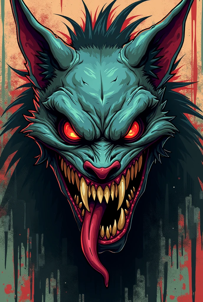 Get inspired by the characters from Thunderdome, from Cartoon Network's MAD Series, Take into account the gabber culture of the Netherlands and only generate the contour of the face, animeado 2d, Fictional, original and reflecting the love for hardcore music, that has underground style, Graffiti, and that it is very diabolical, evil and dark and has nothing to do with a human.