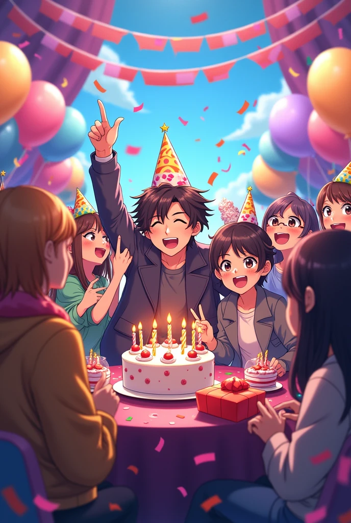 The famous streamer Roier celebrating his birthday in anime style