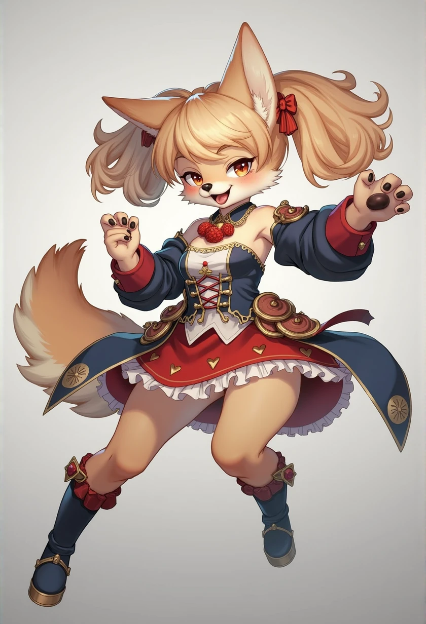 highres, top quality, best quality, paid reward available, High-quality illustrations by Johannes Vermeer, unparalleled masterpiece, perfect artwork, absurdres, perfect anatomy(highly detailed beautiful face and eyes)(angelic cute 1girl, kemono, solo focus)(furry)(furry anthro)(Furry body, dog facial features, dog body features)(very detailed body fur)full body, dynamic pose,