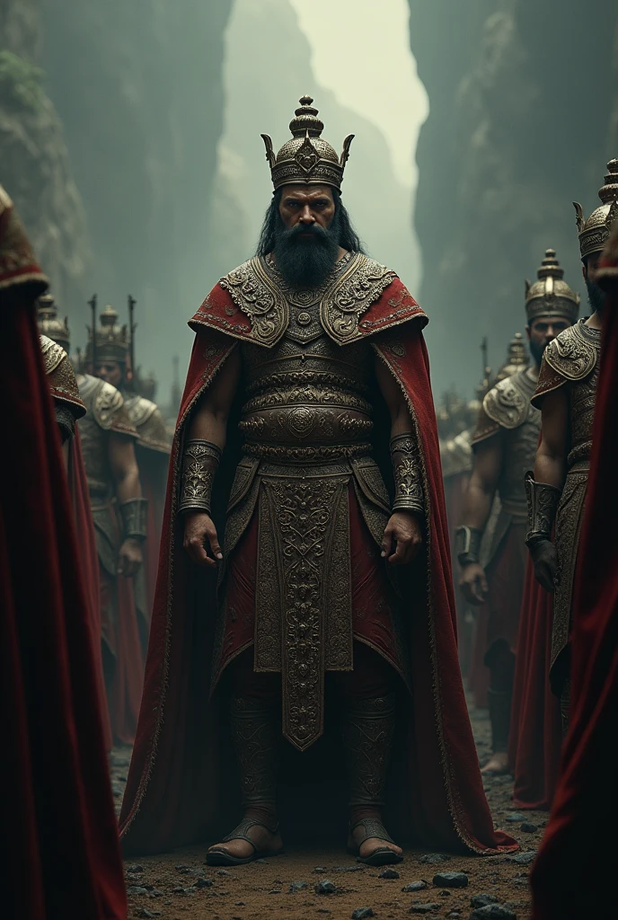 A tamil king with site pose and his team
Make it like dark