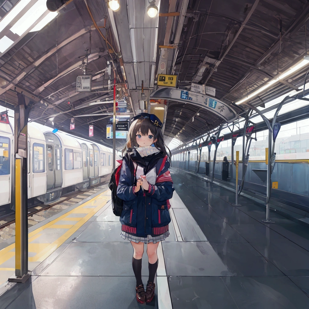 One girl, Station platform