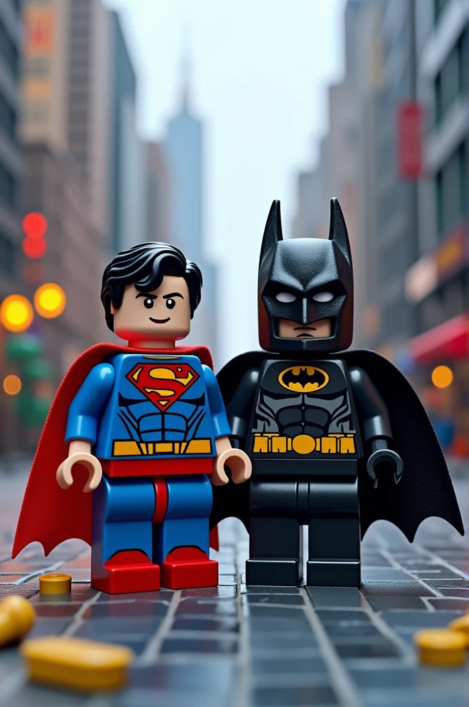 Superman and Batman in lego art, nig
