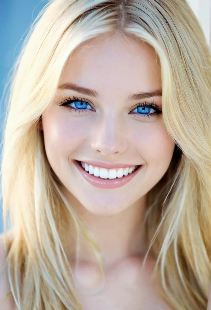 Teen, female, blonde hair, blue eyes,white teeth,white skin, tall, cute, sexy, whole body