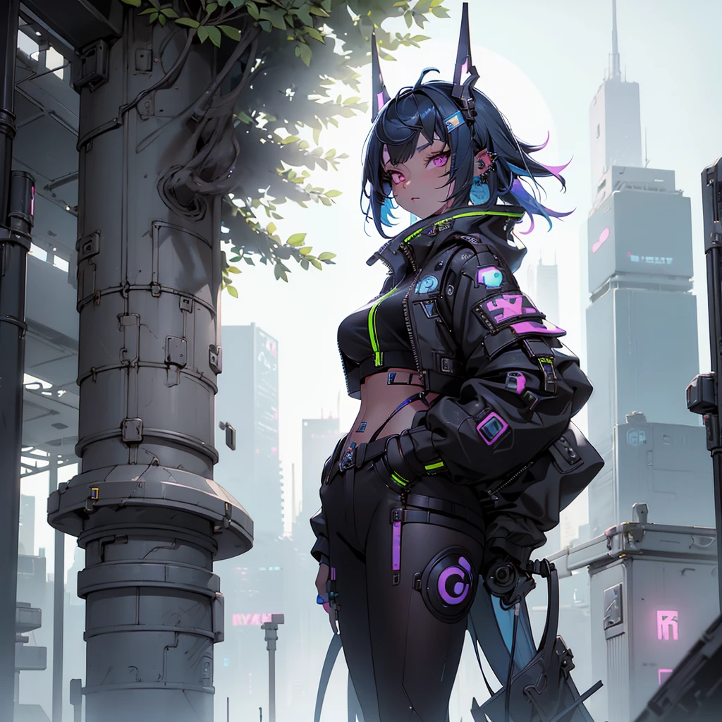 Cyberpunkgirl, blackand Bluehighlight shorthair,cyberpunkcity,nightcity,background,1girl,blackand Bluejacket,higresolution,masterpiece,bestquality,hd,highdetails,nightview,8k,32k,fullbody,1girl,bluehair,stylishstyle,bluepunkpants
