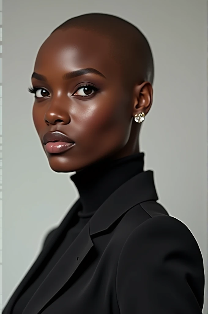 A black bald woman face