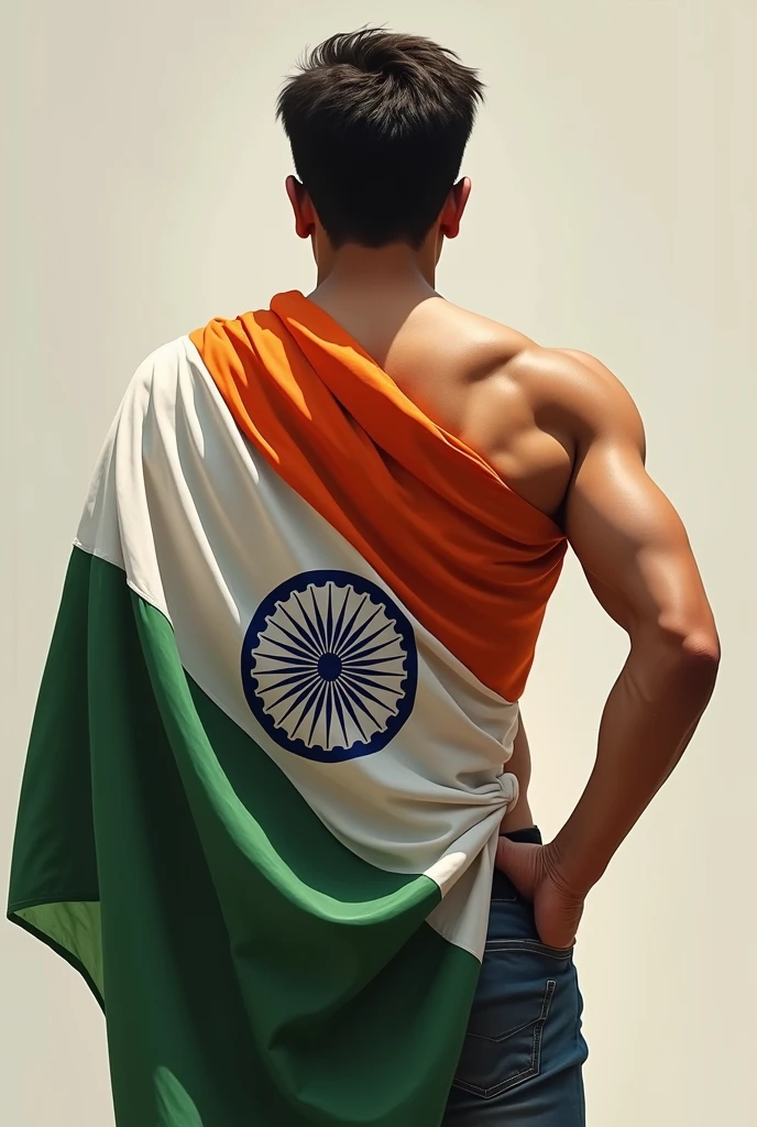 Muslim Bodybuilder salute to National Indian national Flag At Dark Night Artwork