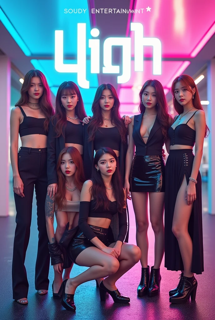 My group name is bliss, his company is souudy entertainment, The album name is "no next" Create an album cover that. A girl kpop group and the group consists of 8 people, It should be in the it girl concept