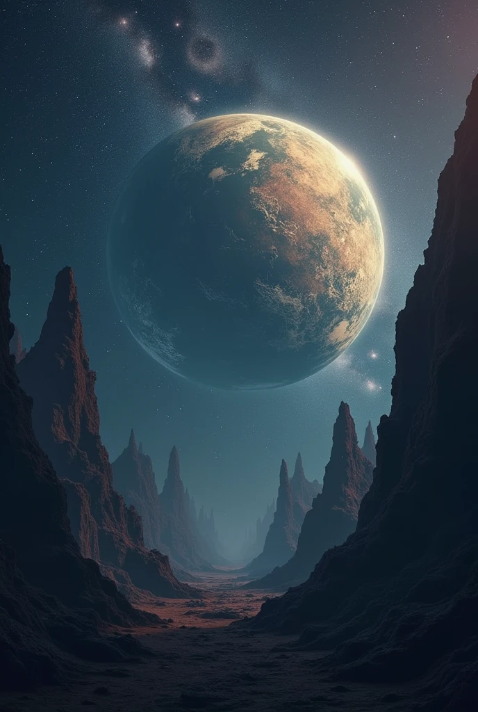 There's a planet in the middle, Tentacles in the universe, Lovecraftian inspiration, lovecraftian cosmic fear, Lovecraftian hellscape, cosmic fantasy and horror film, atmosfera lovecraftiana, Lovecraftian, A planet in open space, nobody
