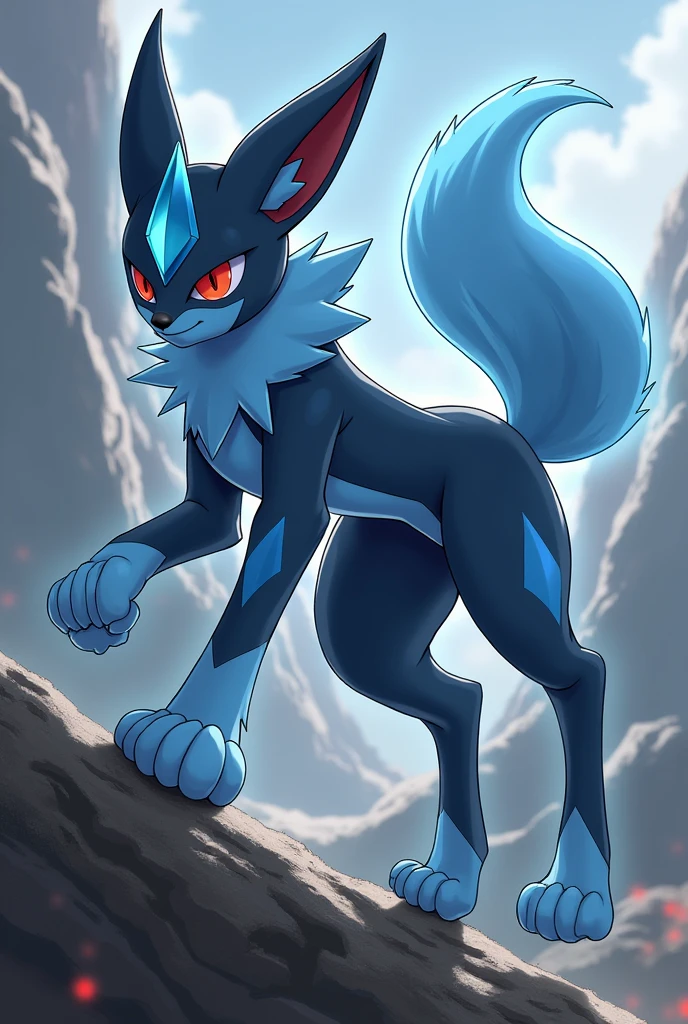 The image features a stylized, cartoonish depiction of a blue teddy bear with an ominous and somewhat eerie appearance. The bear has large, glowing eyes that are predominantly white with black pupils,