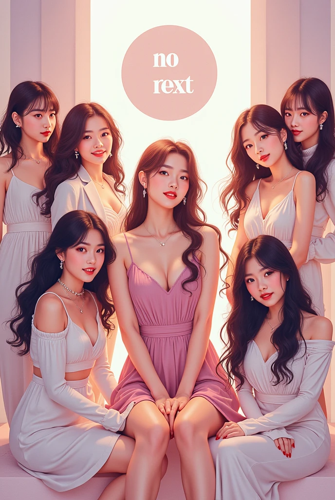 Give me group name "Bliss" The one, The company is "Souudy Entertainment" The one, The album name is "no next" The one bir albüm kapağı oluştur. A girl kpop group and the group consists of 8 people.