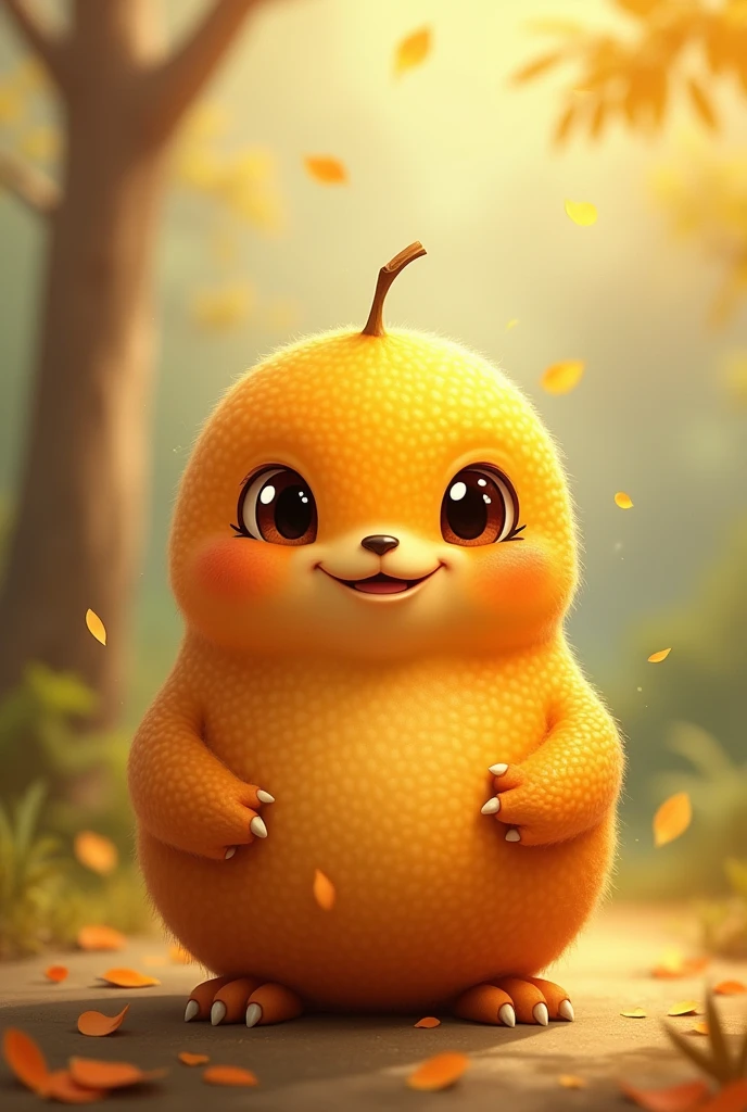 What a beautiful character , ripe sapodilla , sweet, smart and cute