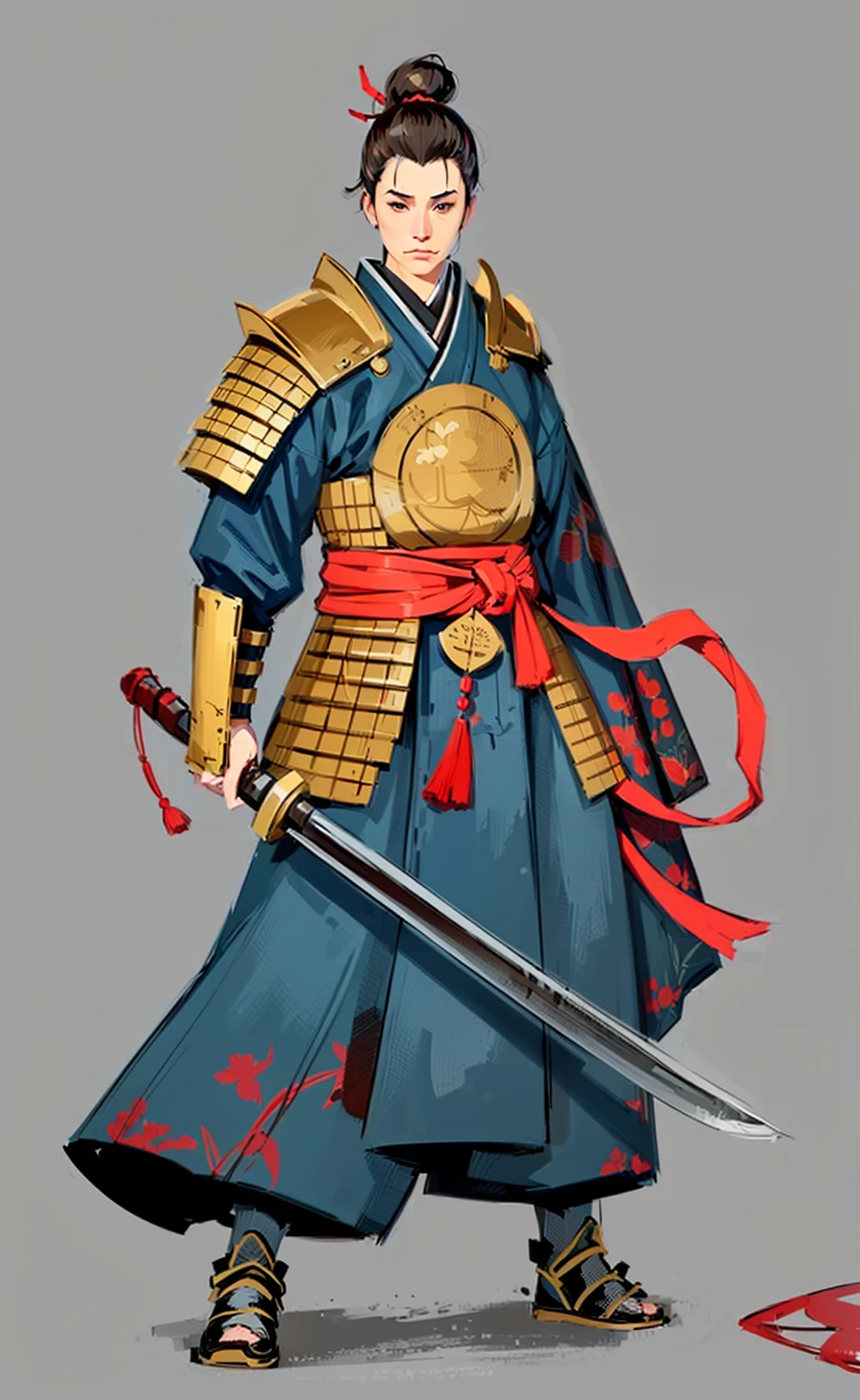 character in Japanese setting. digital painting, bunch