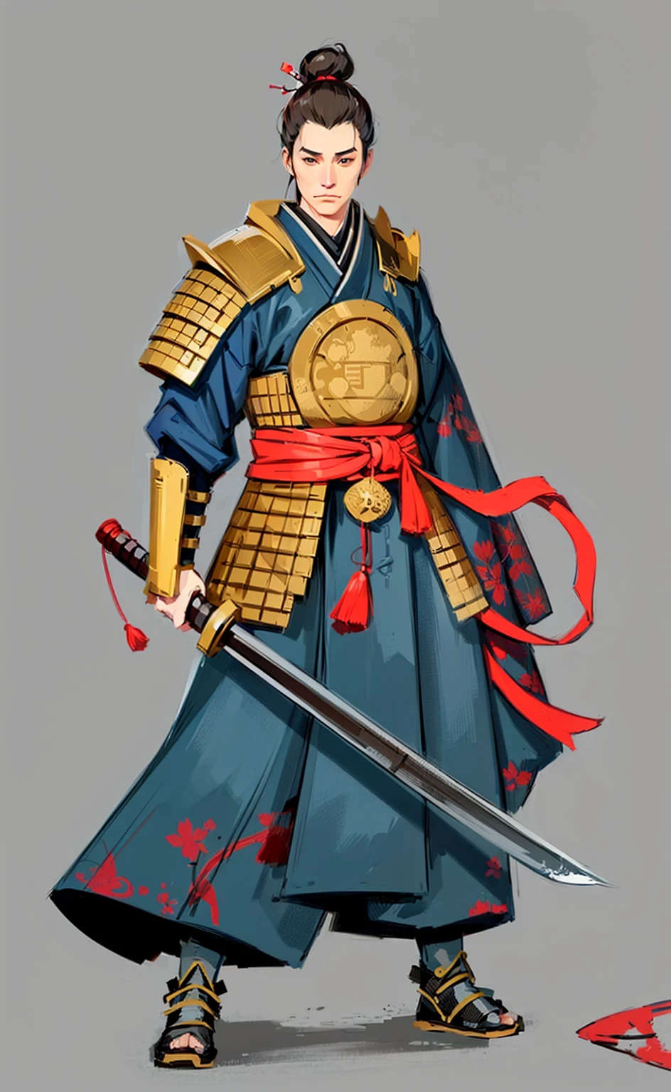 character in Japanese setting. digital painting, bunch
