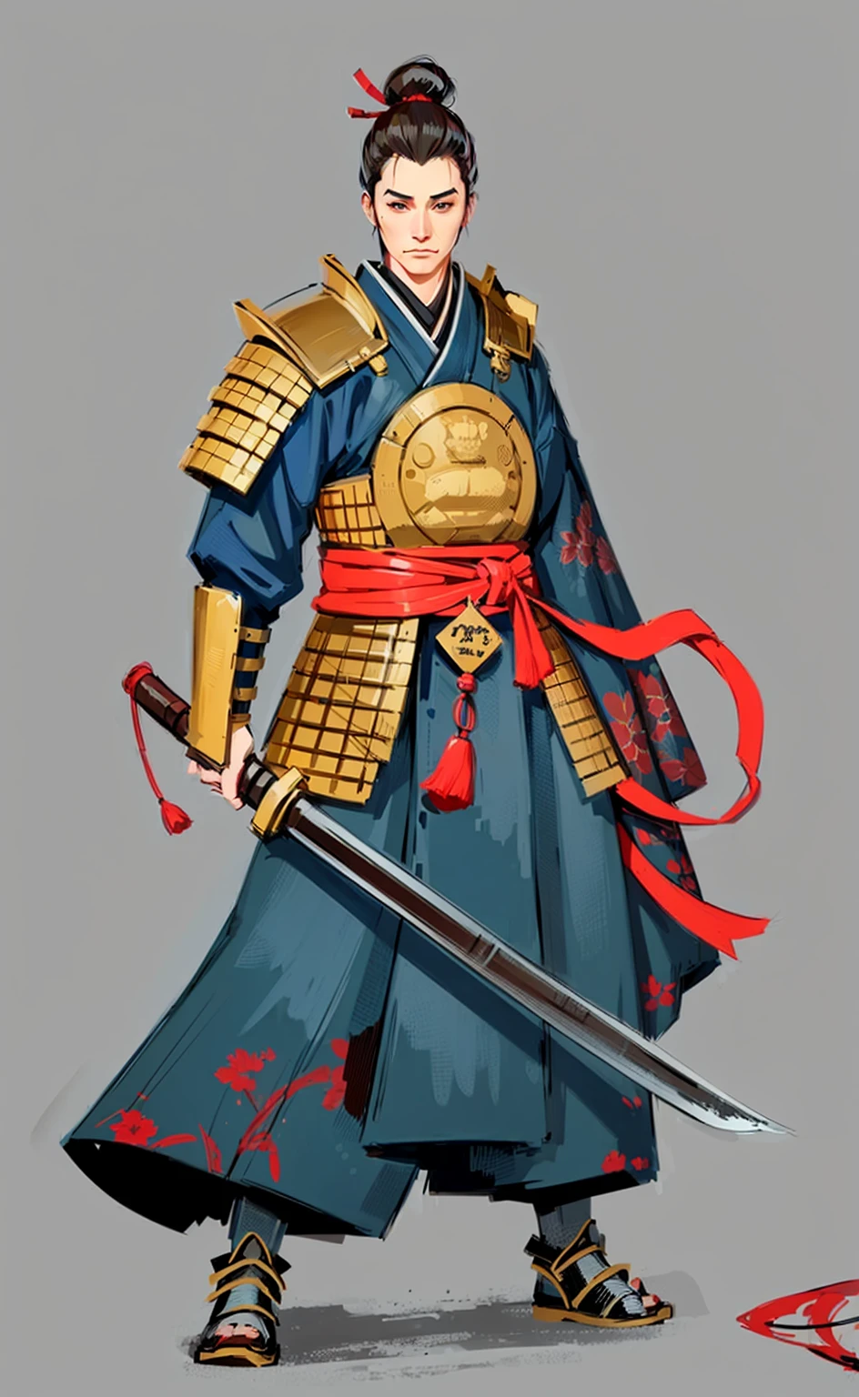character in Japanese setting. digital painting, bunch