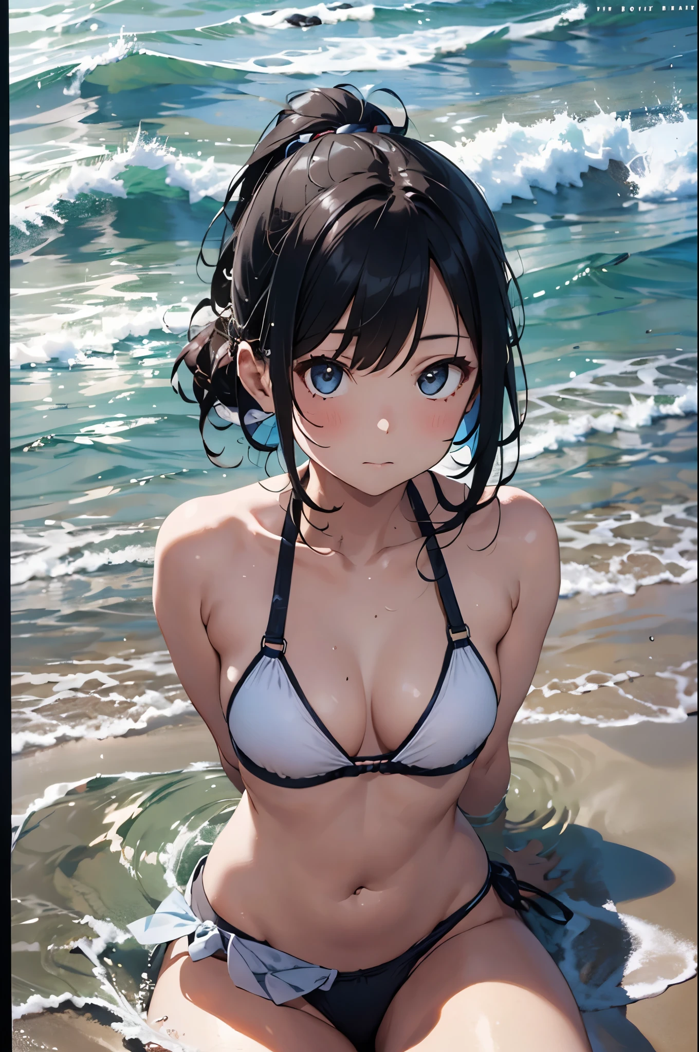 High resolution,topless、
One beautiful young woman,Light blue hair、ponytail、
(Soft Saturation:1.3), (Fair skin:1.2),
(ultra-Detailed Background, Detailed Background), Bokeh,
break'Portrait of a smiling girl.,
When viewed from the front, The composition is symmetrical,
Looking straight at you with serious eyes,
break Swimwear, White Bikini, Center of chest,
Outdoor, Sea surface, null, sunlight,Summer beach, Sandy Beach,
Strong light, Front lighting,
(:1.3), (Cowboy Shot:1.2),
Front brake angle,
View your audience,
Dynamic pose,
sitting on the beach
Seaweed、Seaweed、Seaweed、Seaweed、Seaweed、Seaweed、Seaweed、