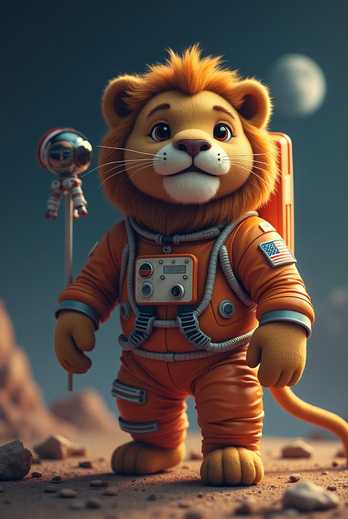 lion with astronaut