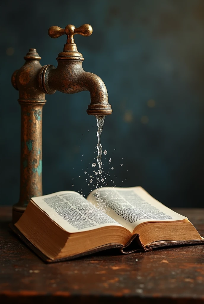 creative image of a tap fitted to the holy bible spouting words