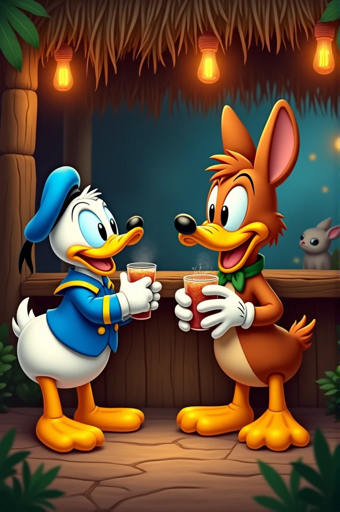 Donald, Mickey et dingo sont ivres dans un tiki bar