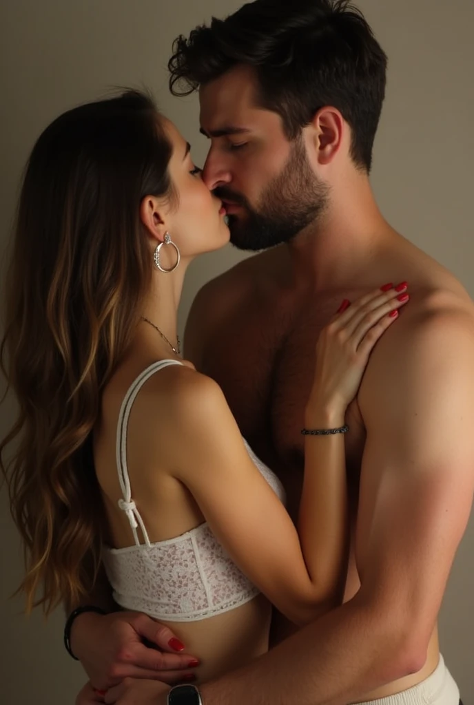 Oral sex with penetration on a busty woman with a man and penis  pechos