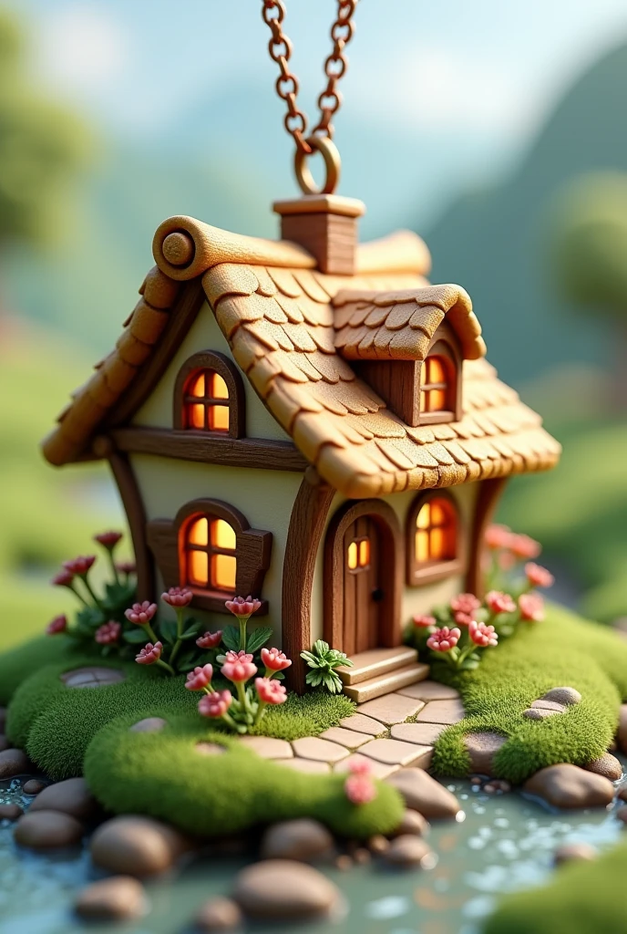 Cottage house for purposes of 3d print necklace jewelry