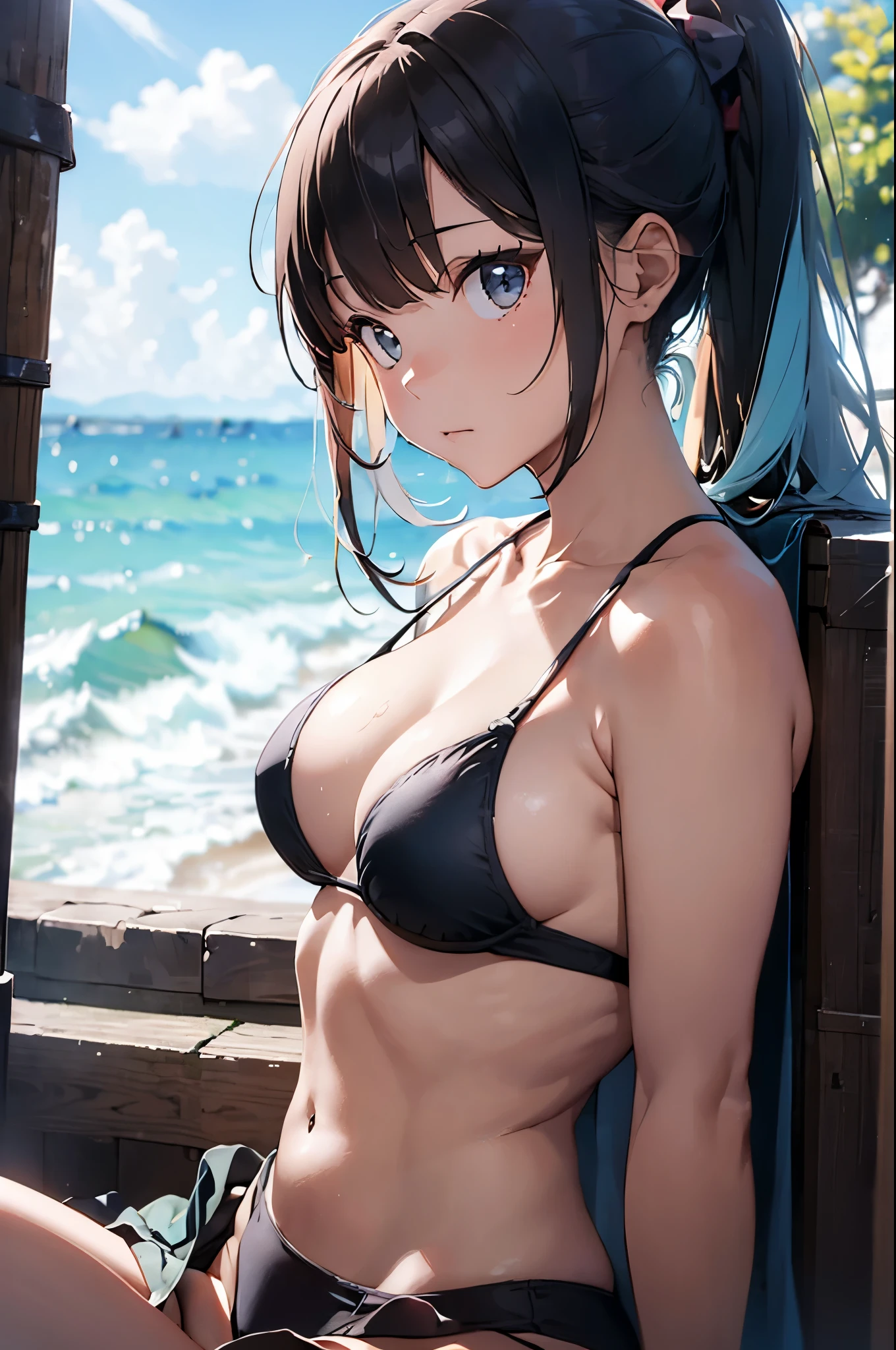 High resolution,topless、
One beautiful young woman,Light blue hair、ponytail、
(Soft Saturation:1.3), (Fair skin:1.2),
(ultra-Detailed Background, Detailed Background), Bokeh,
break'Portrait of a smiling girl.,
When viewed from the front, The composition is symmetrical,
Looking straight at you with serious eyes,
break Swimwear, White Bikini, Center of chest,
Outdoor, Sea surface, null, sunlight,Summer beach, Sandy Beach,
Strong light, Front lighting,
(:1.3), (Cowboy Shot:1.2),
Front brake angle,
View your audience,
Dynamic pose,
sitting on the beach
Seaweed、Seaweed、Seaweed、Seaweed、Seaweed、Seaweed、Seaweed、