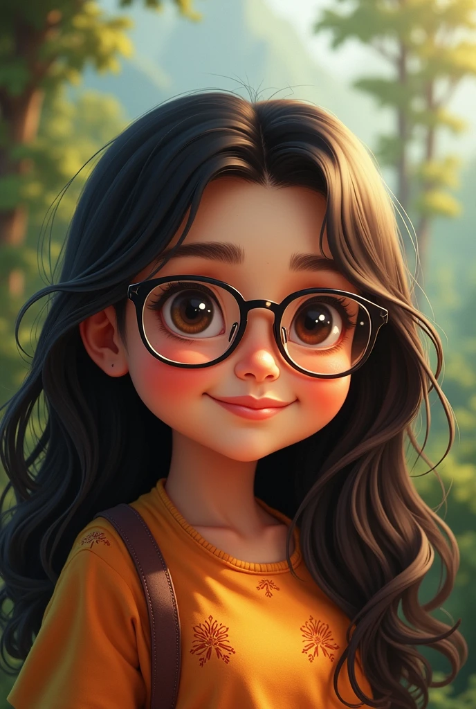 Chubby nepali  girl with long hair and glasses