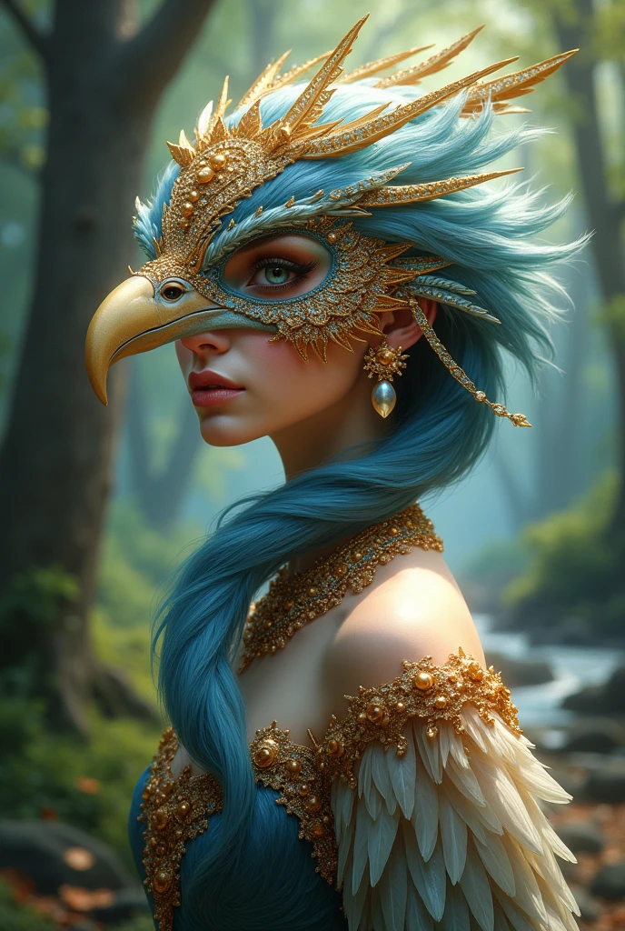 Bird Art bird princess with jewelry