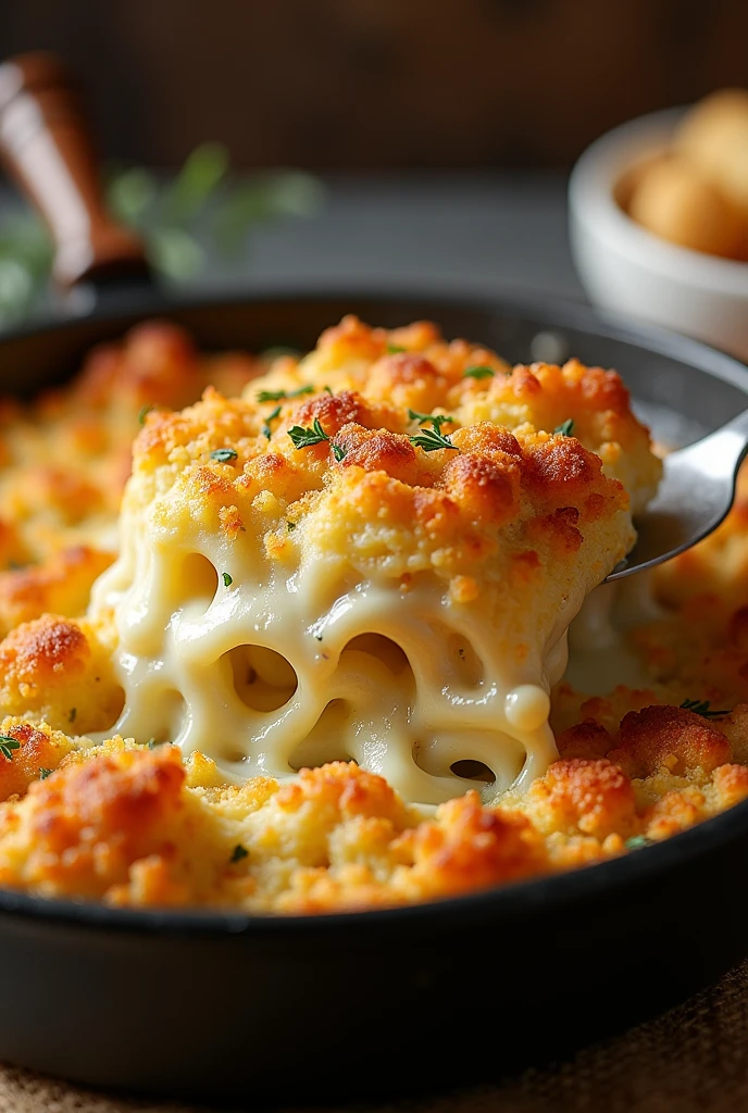 The most impressive dish with bread crumbs, cheese and milk 