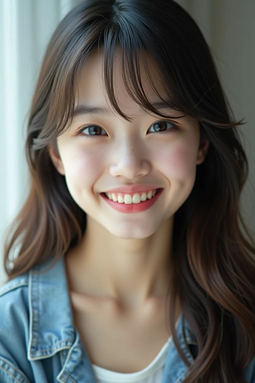 Realistic photos、Focus on the face of a cute high school girl