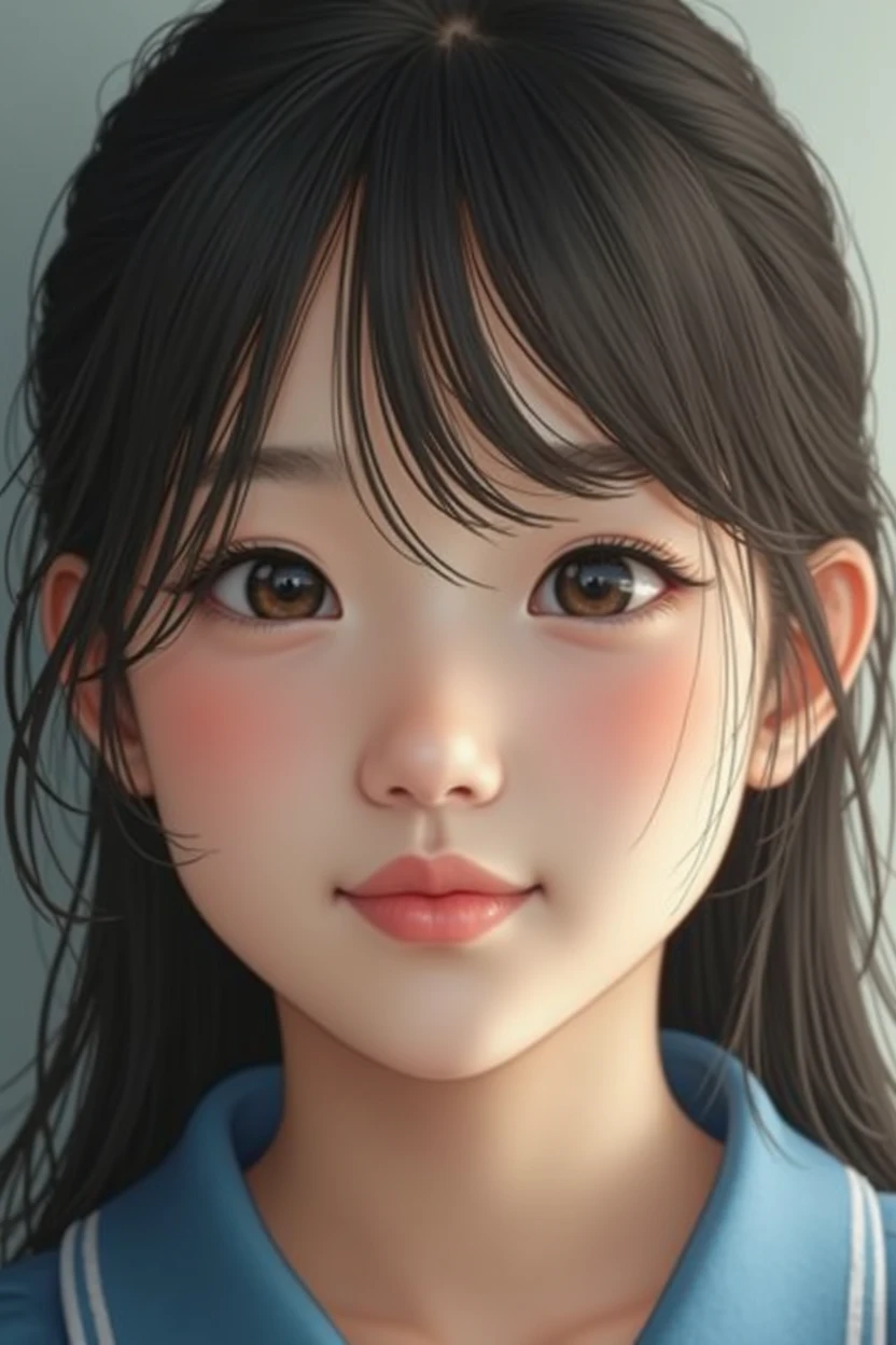 Realistic photos、Focus on the face of a cute high school girl