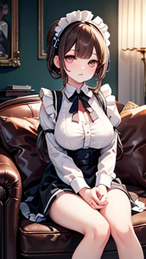 1 girl, cute, sexy, best quality, ultra high res, detailed face, sitting on chair, office, detailed background, detailed lighting, depth of field, clk, vest, pencil skirt, bow ,<lora:enako-v2:1>