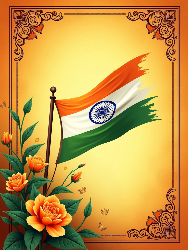 Create a social post border for Indian Independence Day