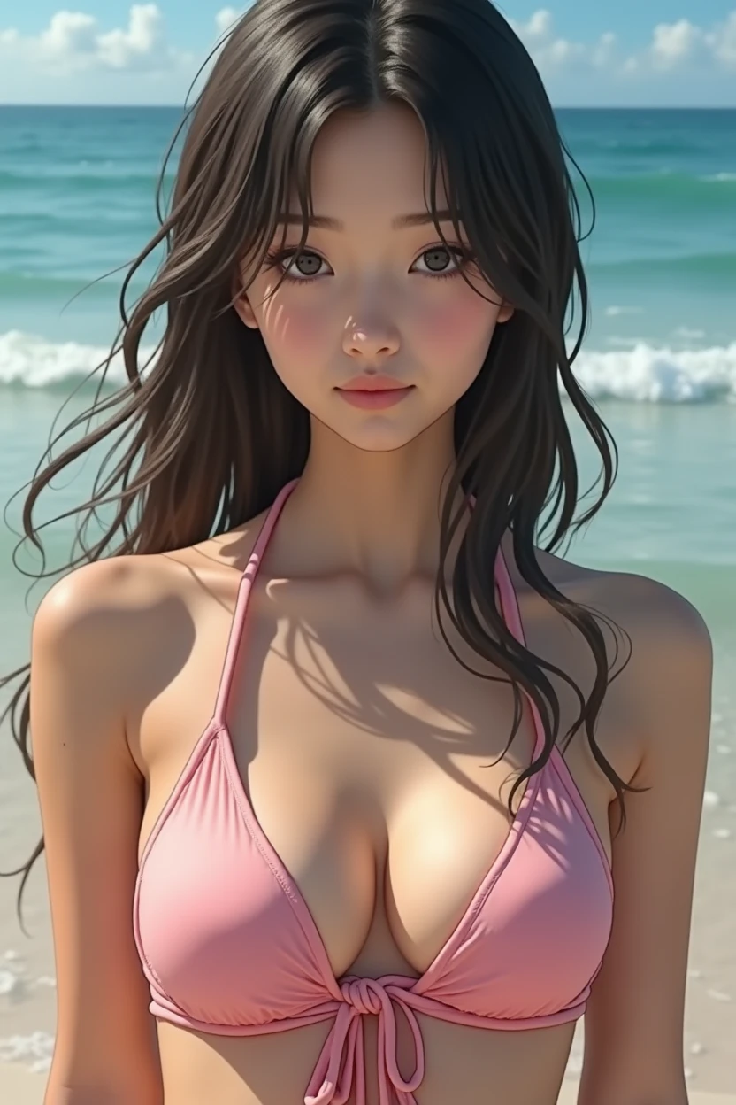 Realistic photos、Focus on the face of a cute high school girl、Bikini