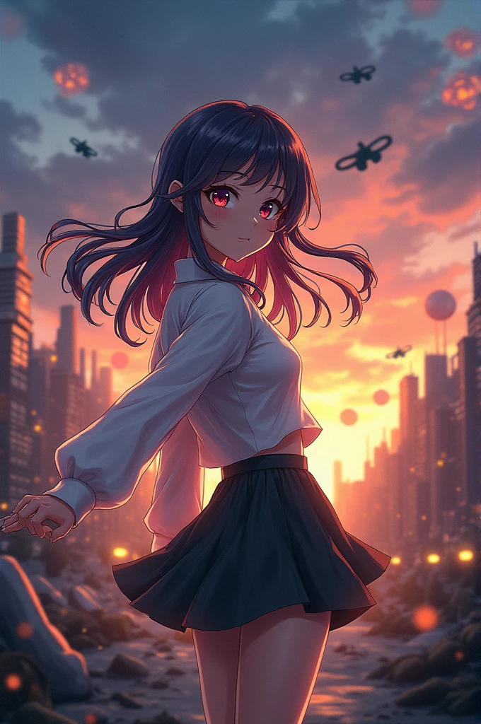 A anime beautiful girl in dangerous war