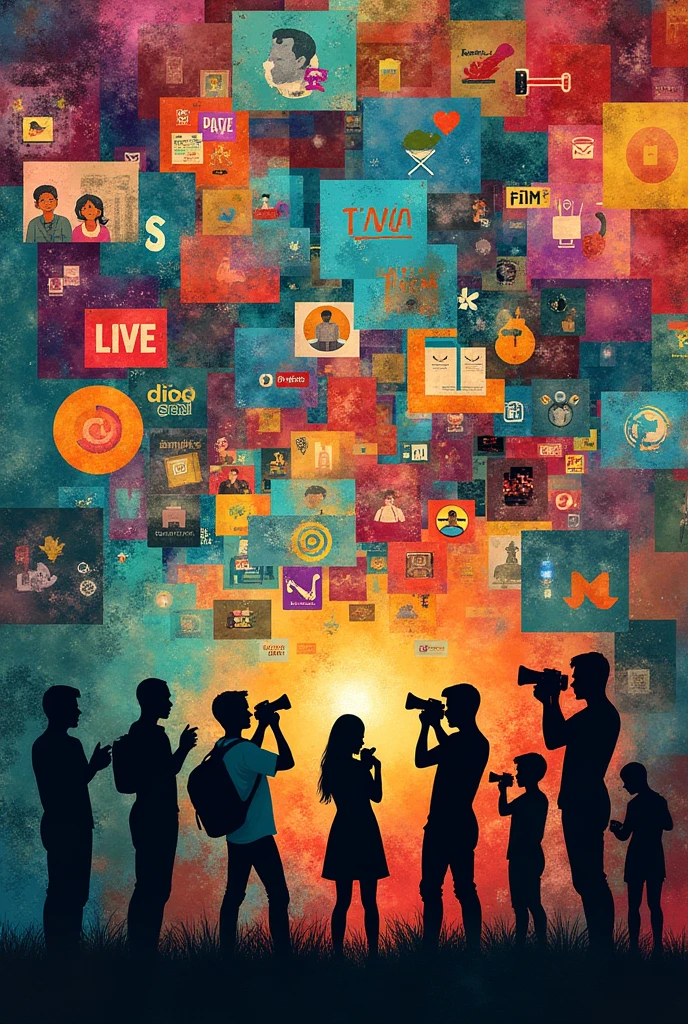 Make a picture with camera articles, songs, movies and cartoons