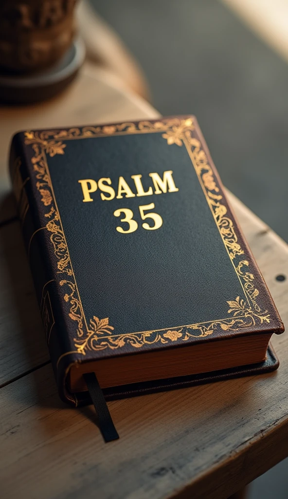 The bible with PSALM 35 written on the top of it