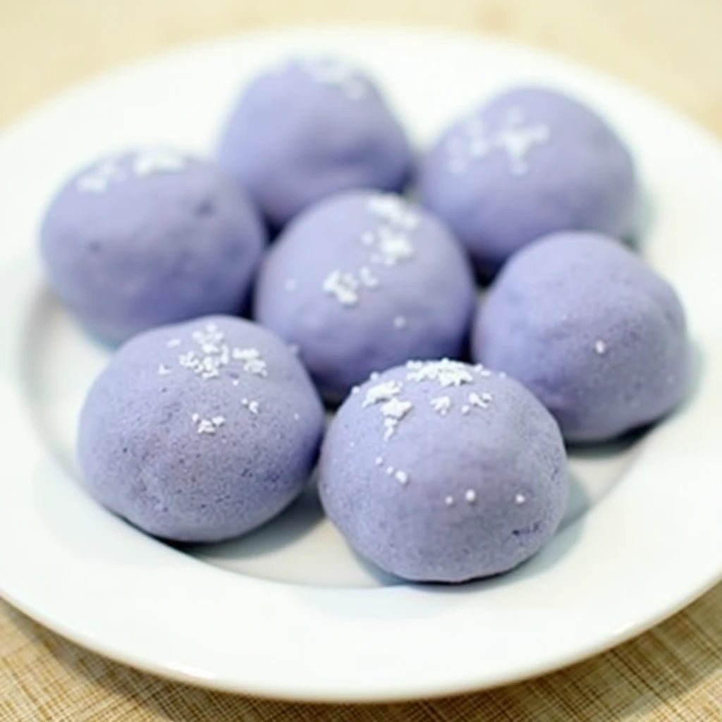 one taro flavored mochi without background