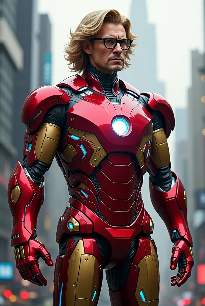 Make an image of Iron Man with Newton's head