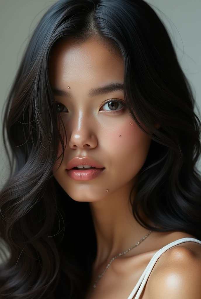 Beautiful girl with extremely oiled hairs
