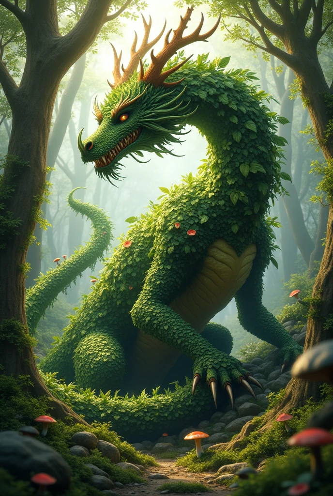 Dragon made of plants and trees