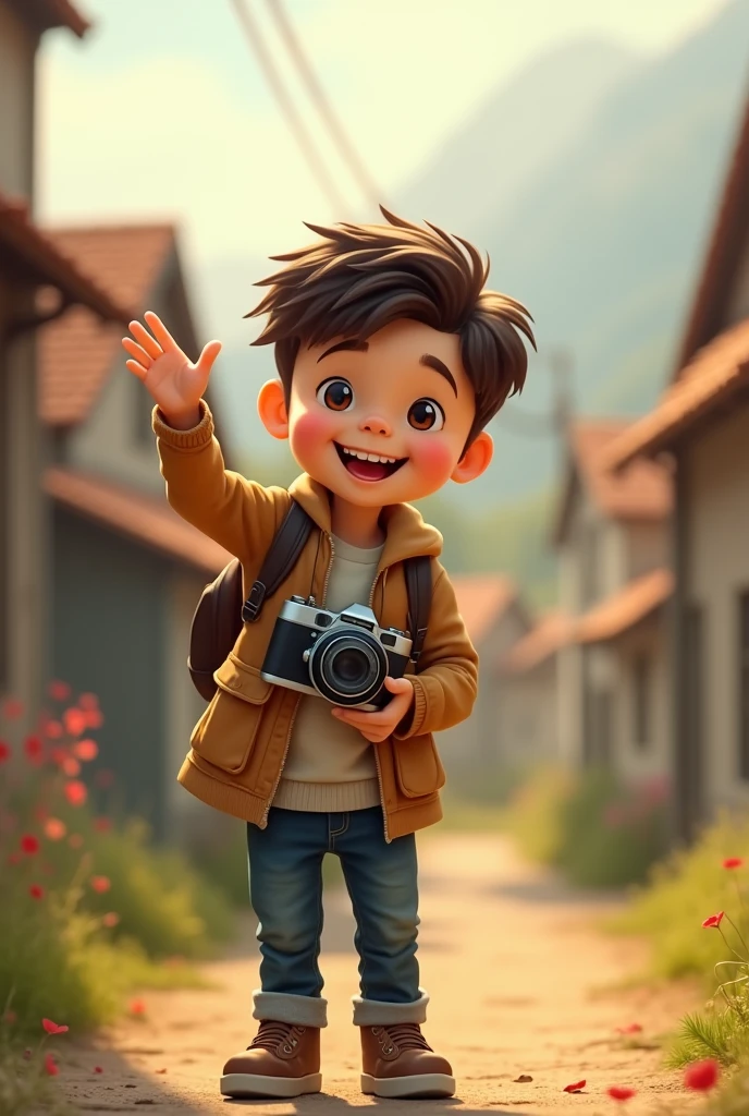 A Boy Greeting Bye Bye Hold Camera, Going back