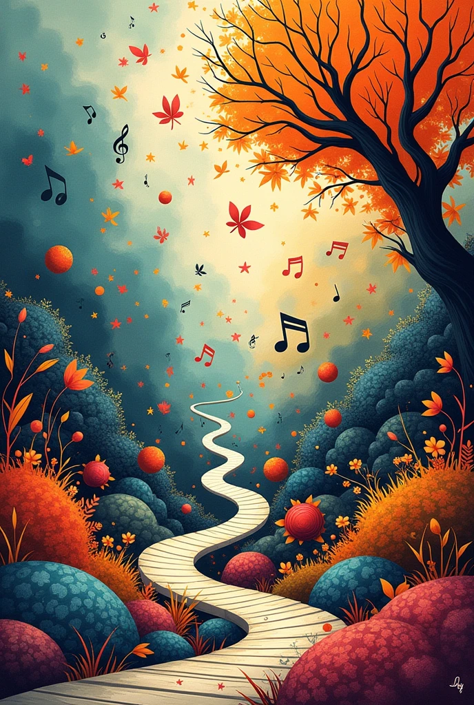 Make a picture with music articles and drawings, withouth People.