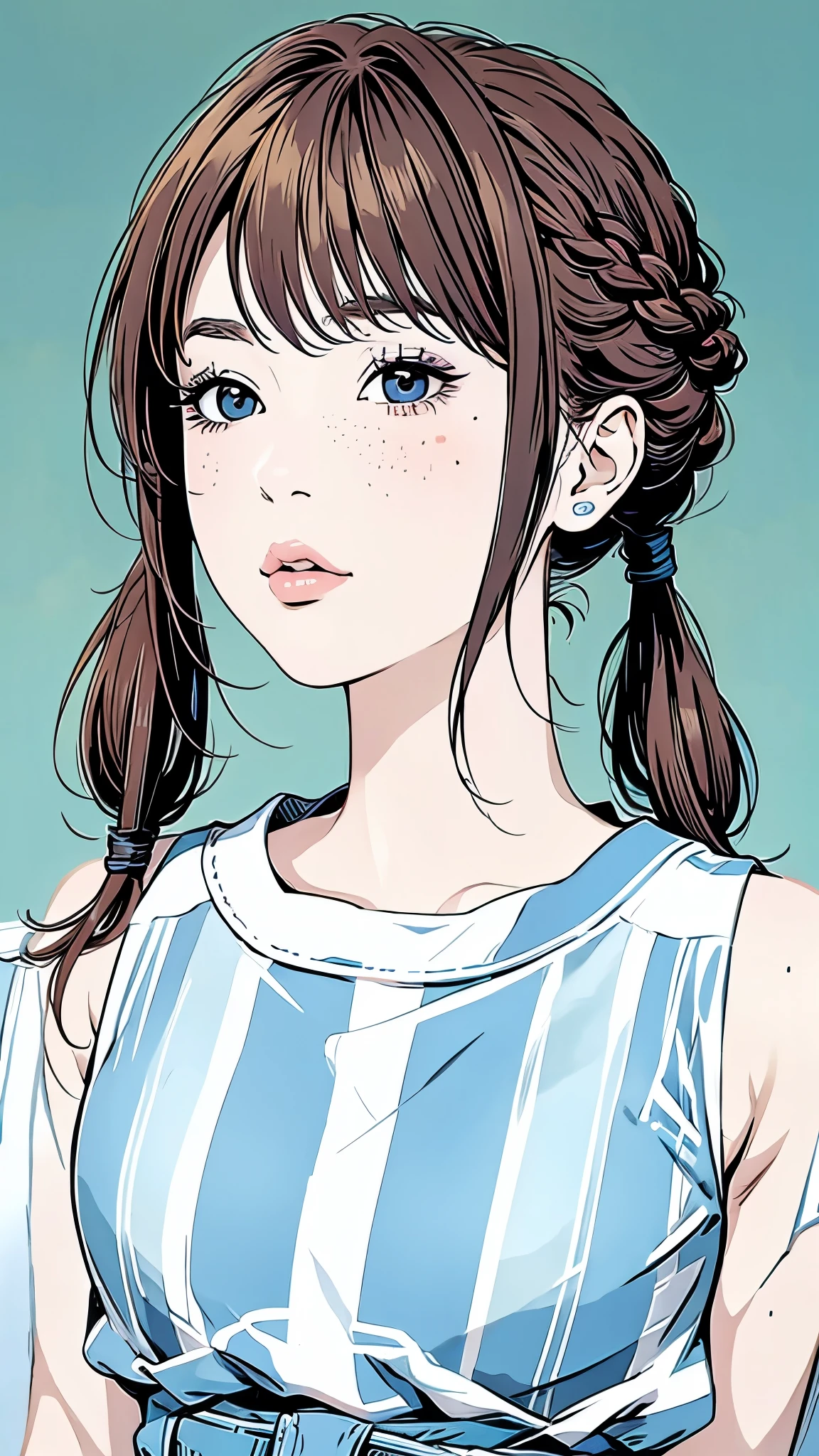 Master Painting、Highest quality、scenery、rain、woman、Very depressive、Red hair、Pigtails、Braid、Freckles、Looking up、profile、Upper Body、Black jersey、Mid-chest、White。