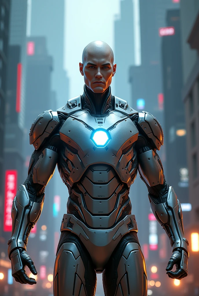 Make a picture of the bald iron man