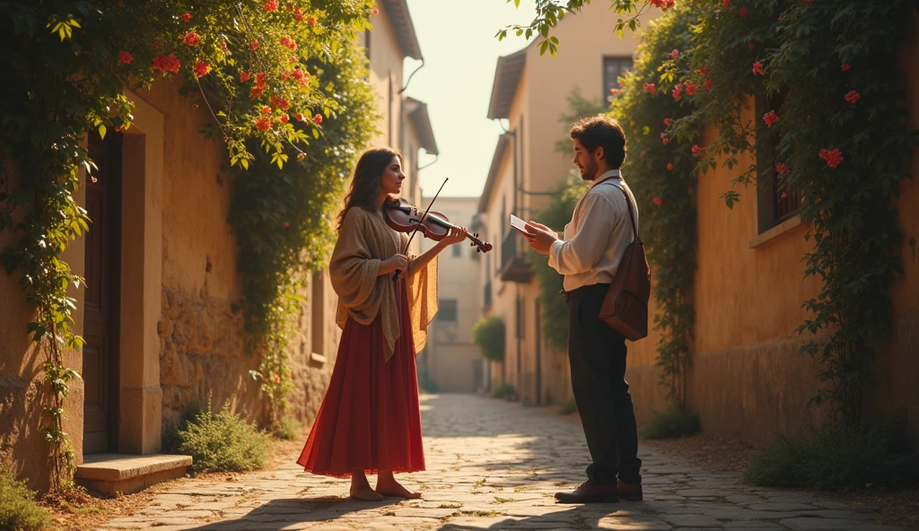 Days turned into weeks, and the town of Verona watched as Isabella and Alessandro's friendship blossomed into a deep, unspoken love. They spent hours together, creating a symphony of words and music. Her violin accompanied his verses, each note and line intertwining like vines on an ancient wall.