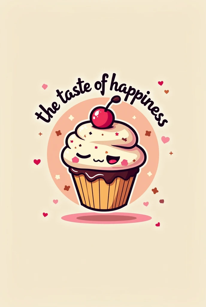 a logo for a dessert company with the slogan " the taste of happiness"